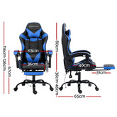 Artiss 2 Point Massage Gaming Office Chair Footrest Blue Chez Guru